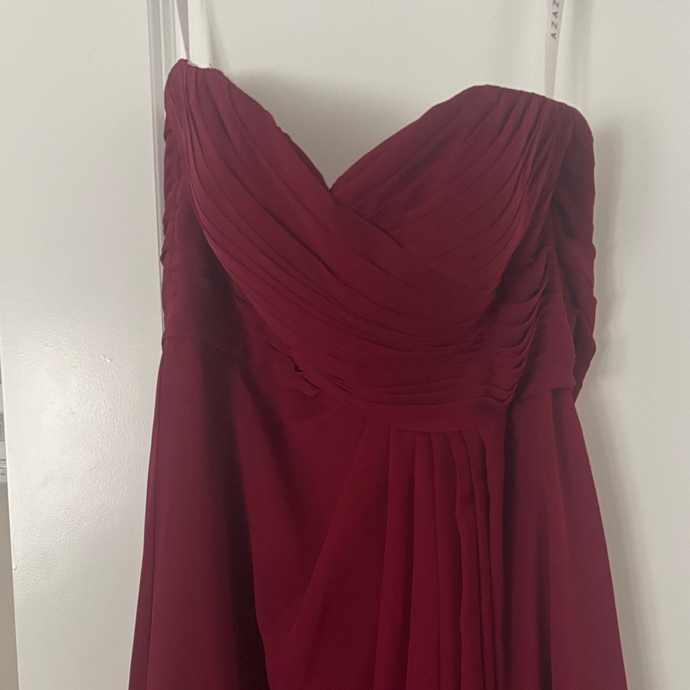 Azazie Strapless Ruby Red Dress